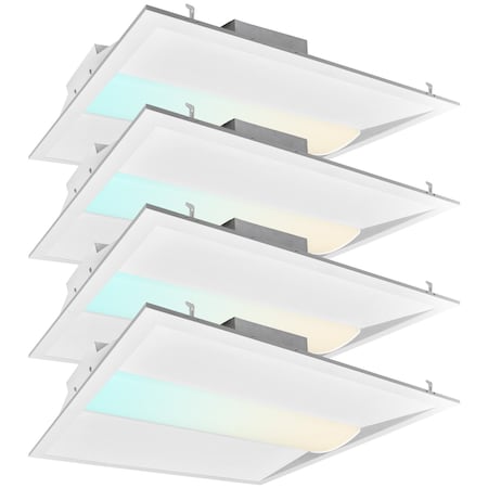 Luxrite 2x2 FT Square LED Troffer Lights 3 CCT 3500K-5000K 20/30/40W 2500/3750/5000LM 0-10V Dimmable 4-Pack LR25136-4PK